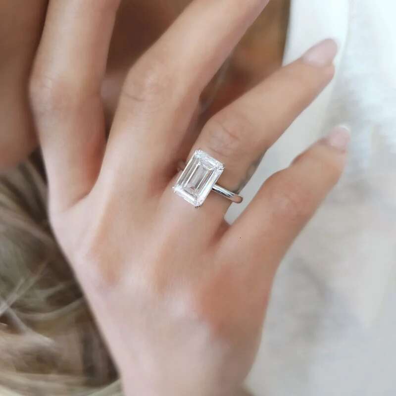 5Ct Emerald Diamond Engagement Ring CVD Lab Grown Diamond E VVS2 IGI CERTIFIED 14k White Gold Wedding Ring For Woman