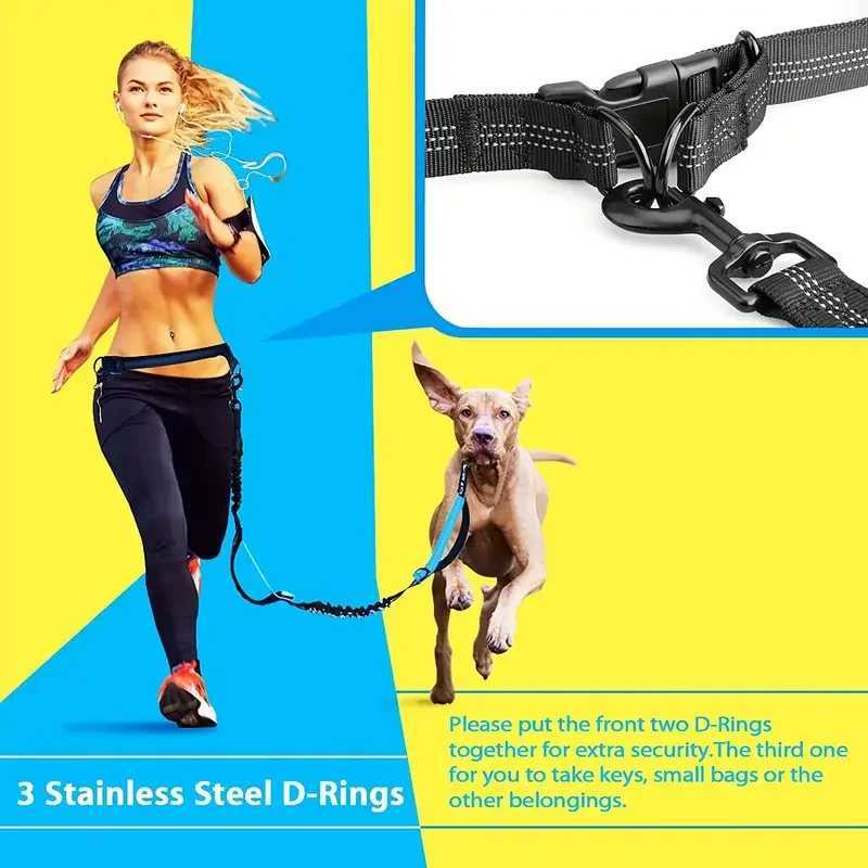 Adjustable Hands-Free Dog Running Leash with Double Handles and Elastic Retractable Rope for Large and Medium Dogs - Perfect for J251110