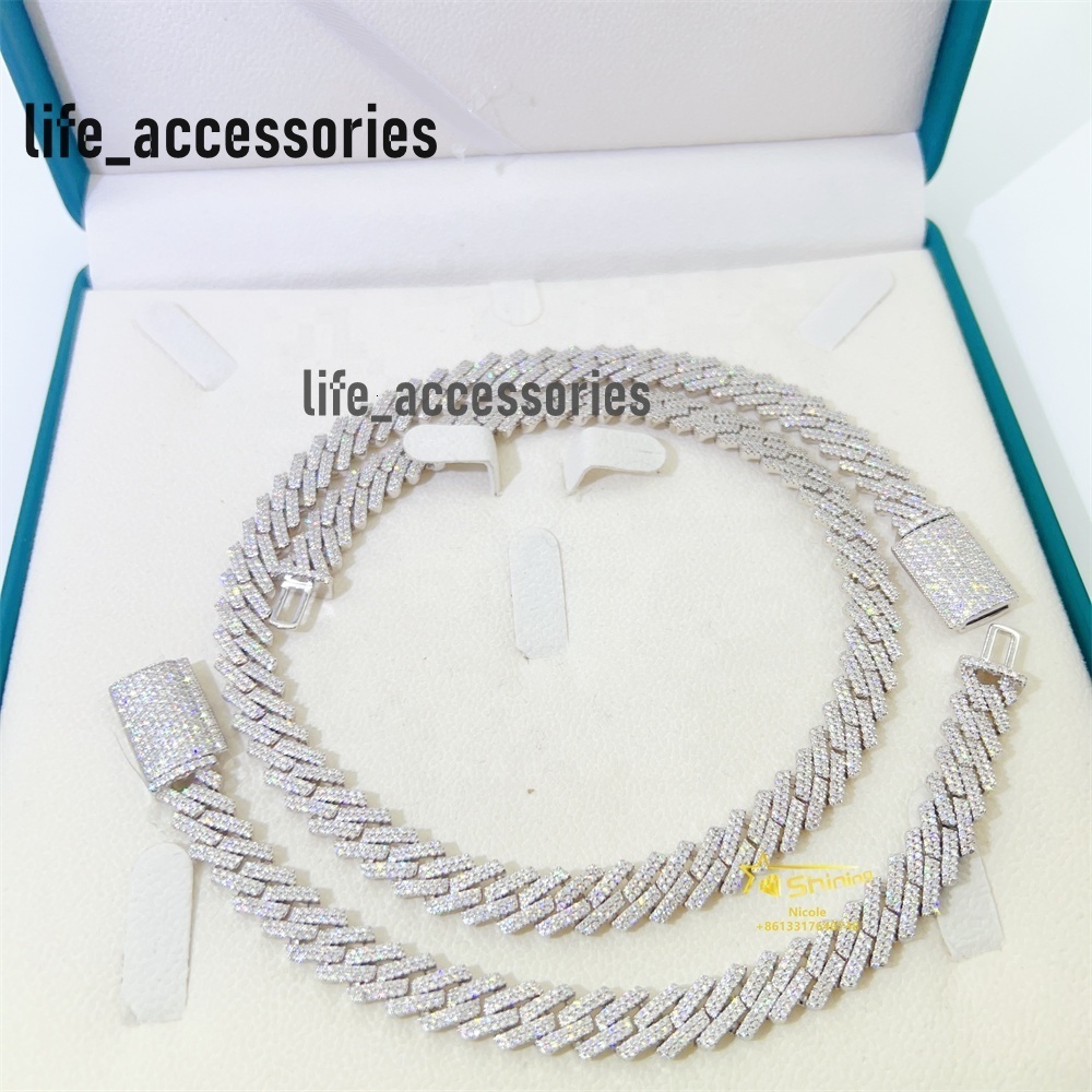 Iced Out Pass Diamond Tester Vvs Moissanite Jewelry Necklace Bracelet Women 10mm Cuban Link Chain