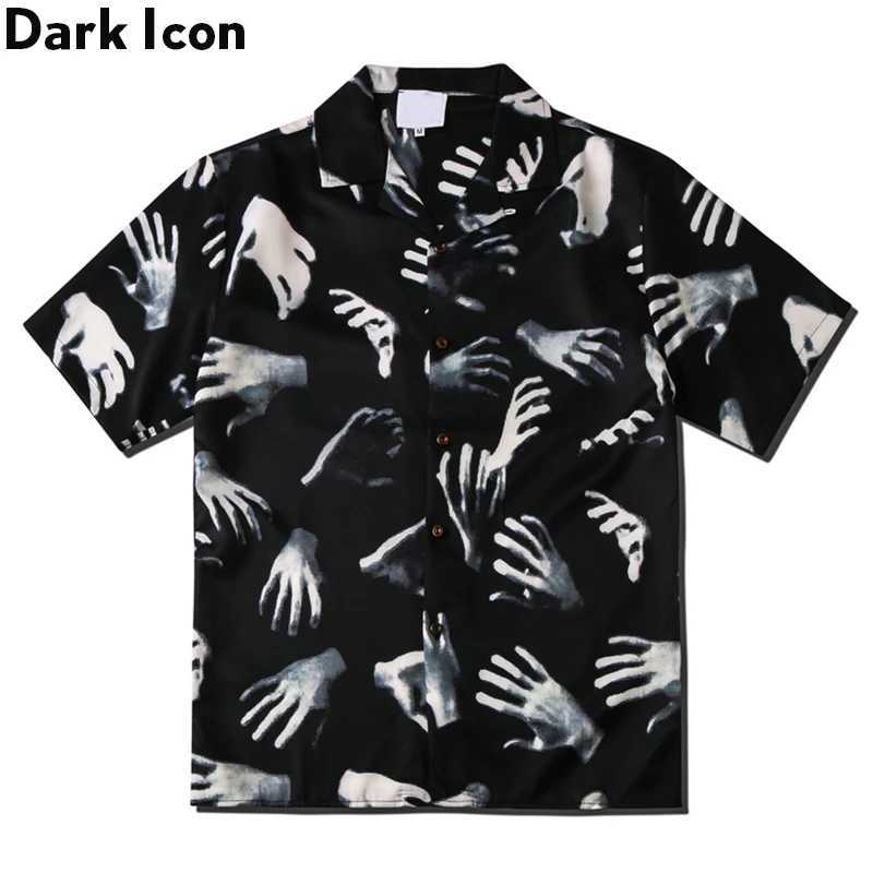 Black printed retro mens street shirt 2024 summer Hawaiian mens top X2504101