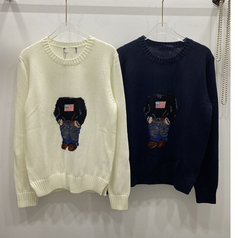 designer sweater women High Quality Cotton Embroidered Cartoon bear sweater Long Sleeve parke winter jacket Round Neck fur coat clothes