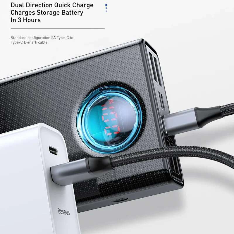 Baseus Bank 30000mAh 65W PD3.0 Quick Charging 3.0 FCP SCP Portable External For Laptop Tablet Power bank