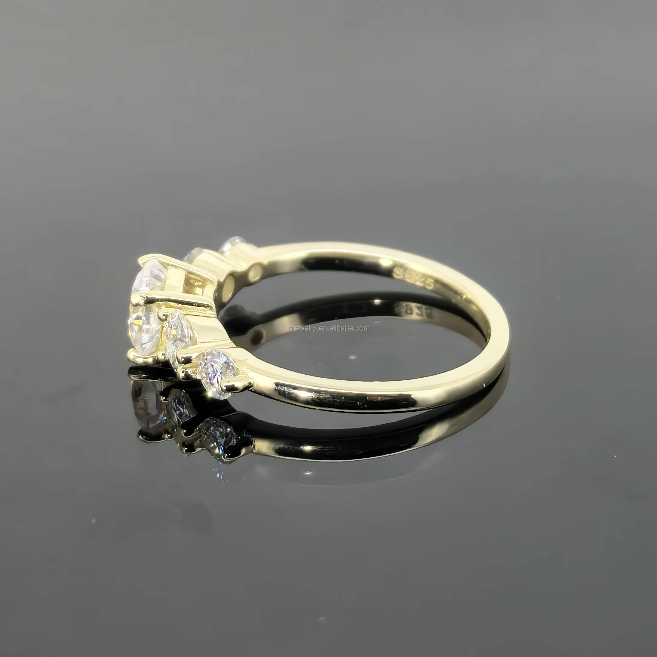 Classic S925 Silver Sterling Total Moissanite Jewelry Rings 1ct Round Cut Gold Diamond Wedding Moissanite Ring