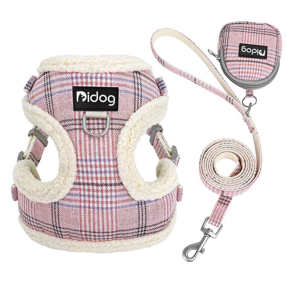Breathable Dog Harness Leash Bag Set Winter Warm Dog Fur Harnesses Vest Pet Walking Rope With Garbage Bag for Small Medium Dogs J251110
