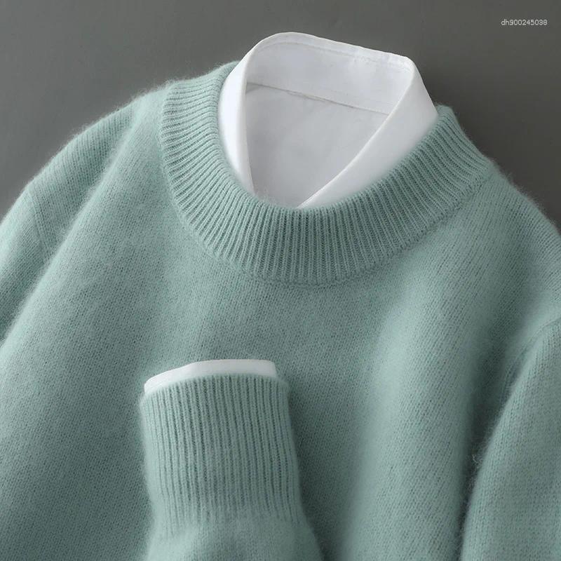 Men's Sweaters "Men's Pure Mink Cashmere Thickened Knit Sweater Winter Warm Semi-Turtleneck Pullover Casual Long Sleeve Clothing