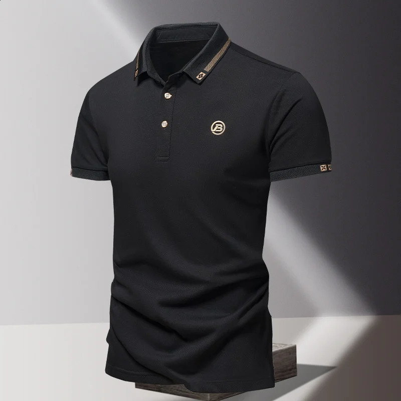Summer mens POLO shirt fashionable ice silk quick drying short sleeved embroidered T-shirt lapel solid color business top 250407