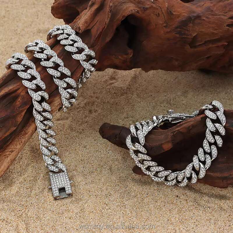 Hip Hop Colorful Cuban Chain Necklace Personalized Joias Zinc Alloy Water Dia Fashion Accessories
