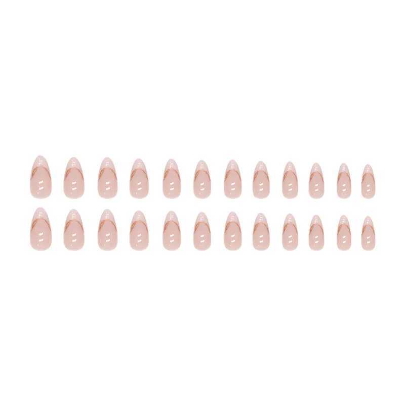 Gilt French 24 pieces pressed on nails pink gradient fake nails smooth artificial fingers reusable female fake nails W250410