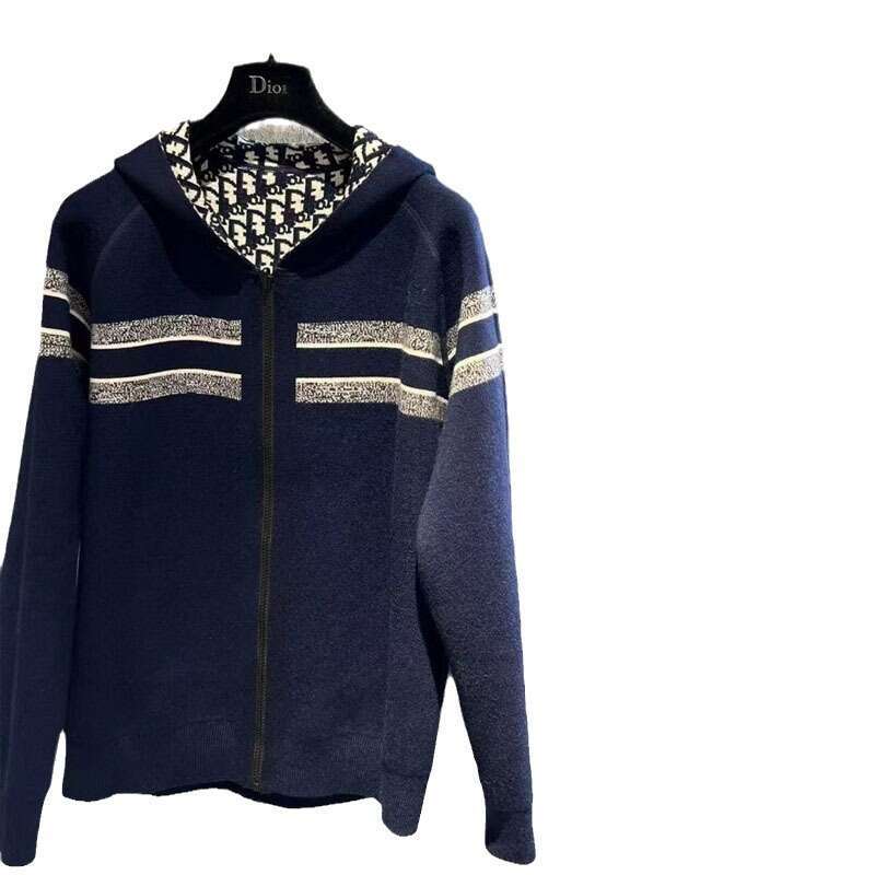 High Version In Stock Wholesale Autumn Winter New Double-Sided Elderly Flower Knitted Hooded Wool Fleece Zipper Cardigan Jacket