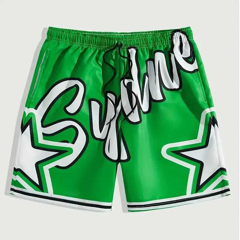 Summer mens fashionable beach shorts childrens fashionable letter printing training sports shorts casual shorts exercise streetwear X250410
