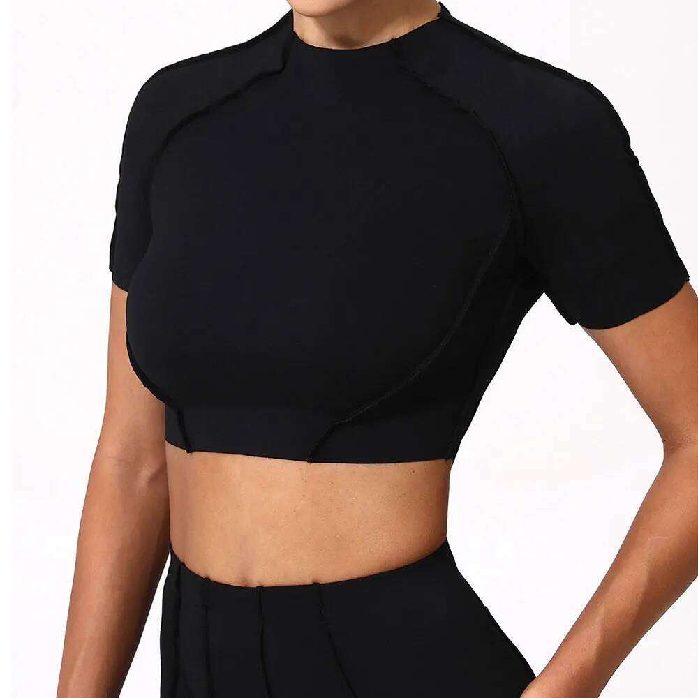 Women Slim Fit T Shirts Fitness Clothes Sleeve Yoga Shirt Gym Top Running Active Wear Sport Short Sleeved