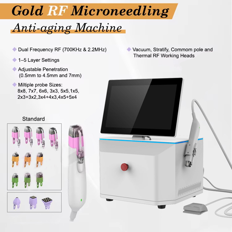 High Quality Gold RF Microneedling Machine Wrinkle Removal Remove Pigmentation Remove Acne Equipment Microneedling RF Skin Rejuvenation Shrink Pores M