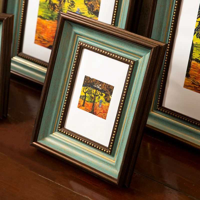 Vintage 6/7/10 Inch Antique Picture Frames Imitation Wood Photo Frame Nightstand Desk Decoration Ornaments Rustic Home Decoratio L251110 H260306