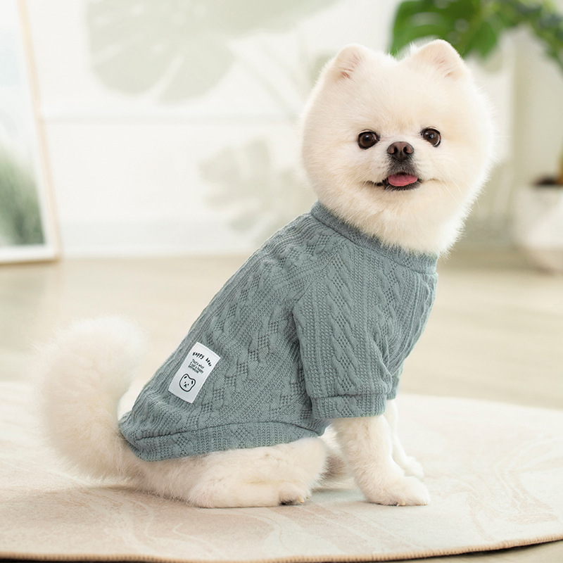 Free shipping Pet Supplies Dog Coats Jackets Autumn Winter New Pet Solid Color Knitted Sweater Fashion Small Medium sized Dog Cat Clothes