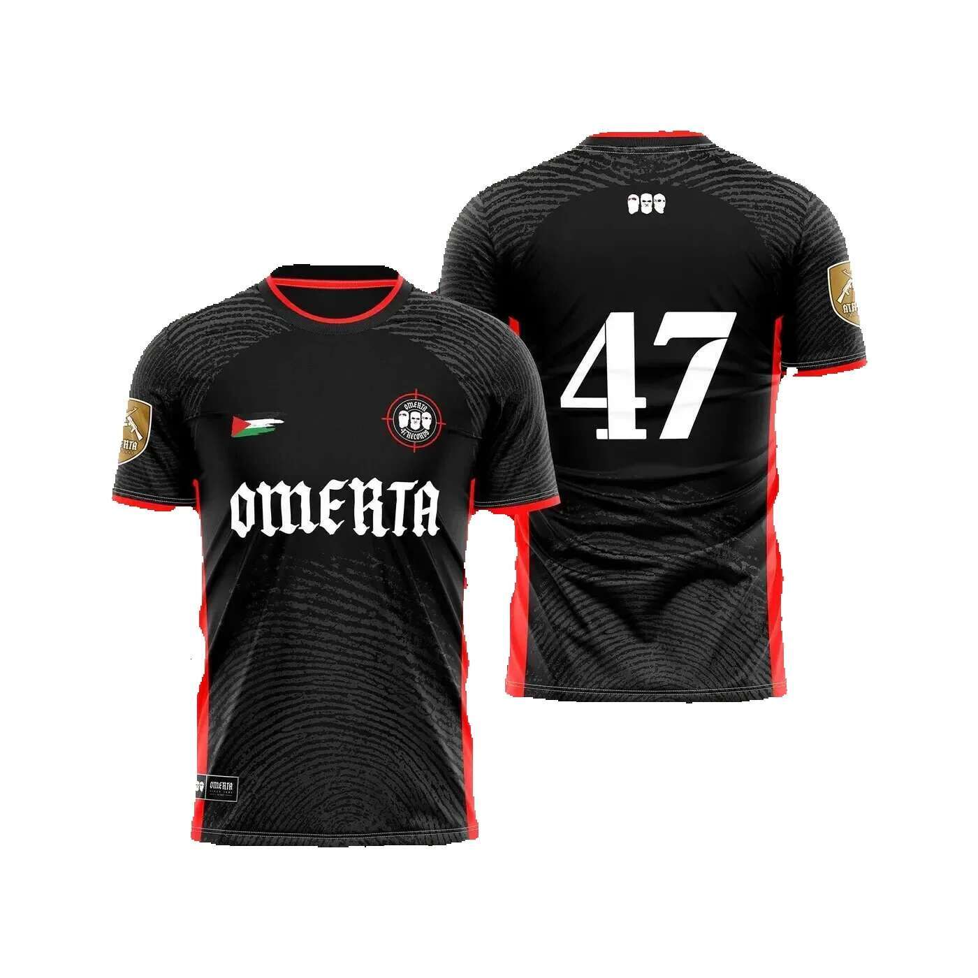 Maillot Omerta 47 T-shirt Men's casual black and white top Y2K clothing