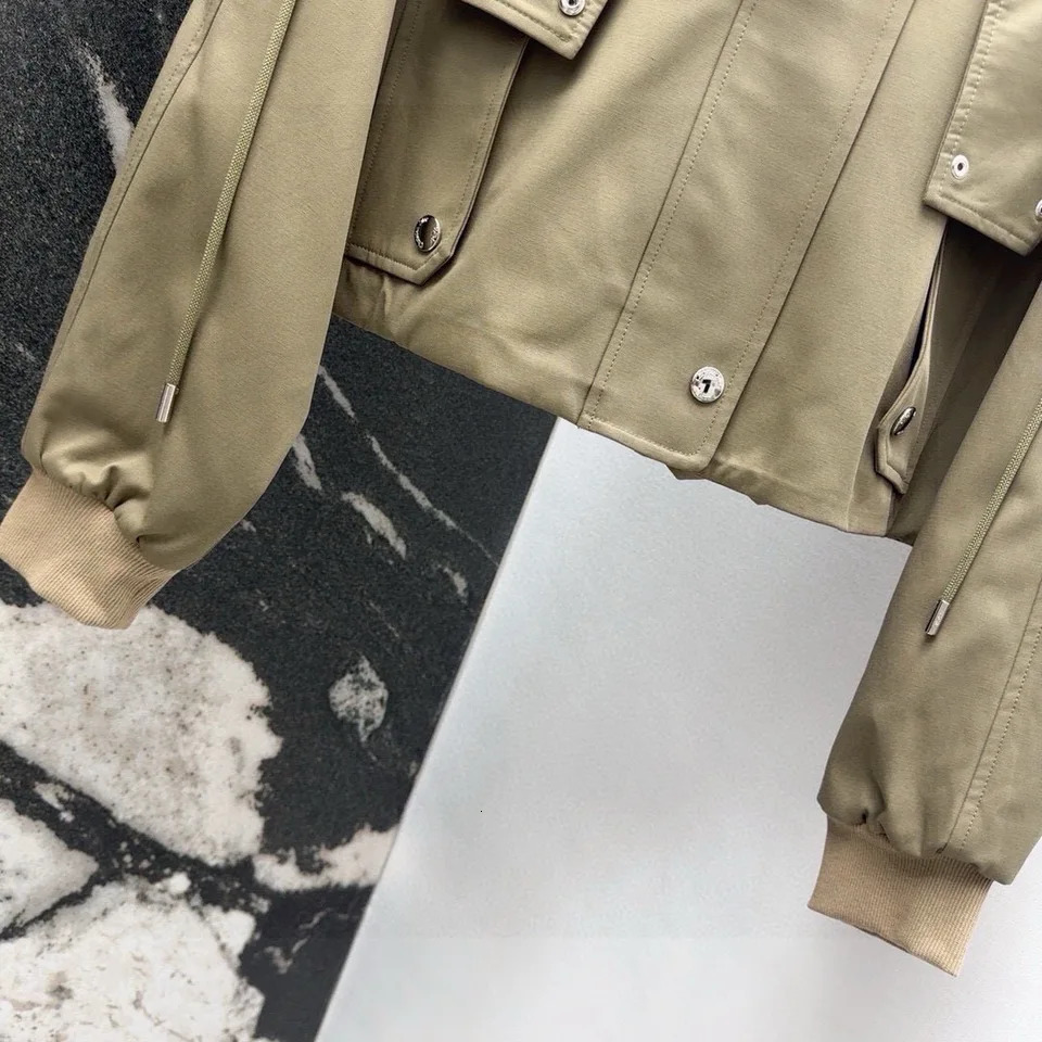 EVACANDIS Spring Womens High Quality Zipper Short Hooded Trench Coat British Style Unique Solid Retro Elegant Cotton Top 250410
