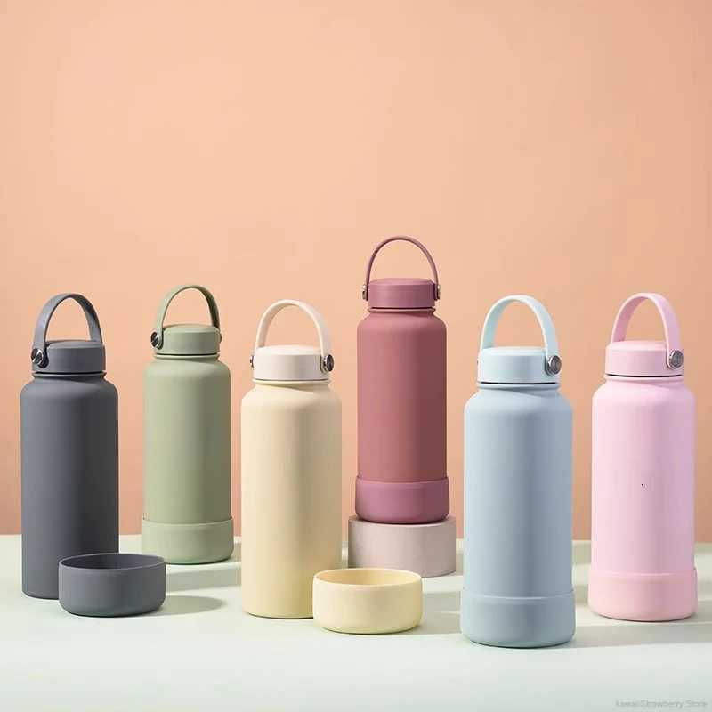 Fashionable cup 650/1000/1150ml Cute Thermos Bottle Large With Handle Stainless Steel 304 Thermal Cup Portable Sport Water Bottle Gift Y251110
