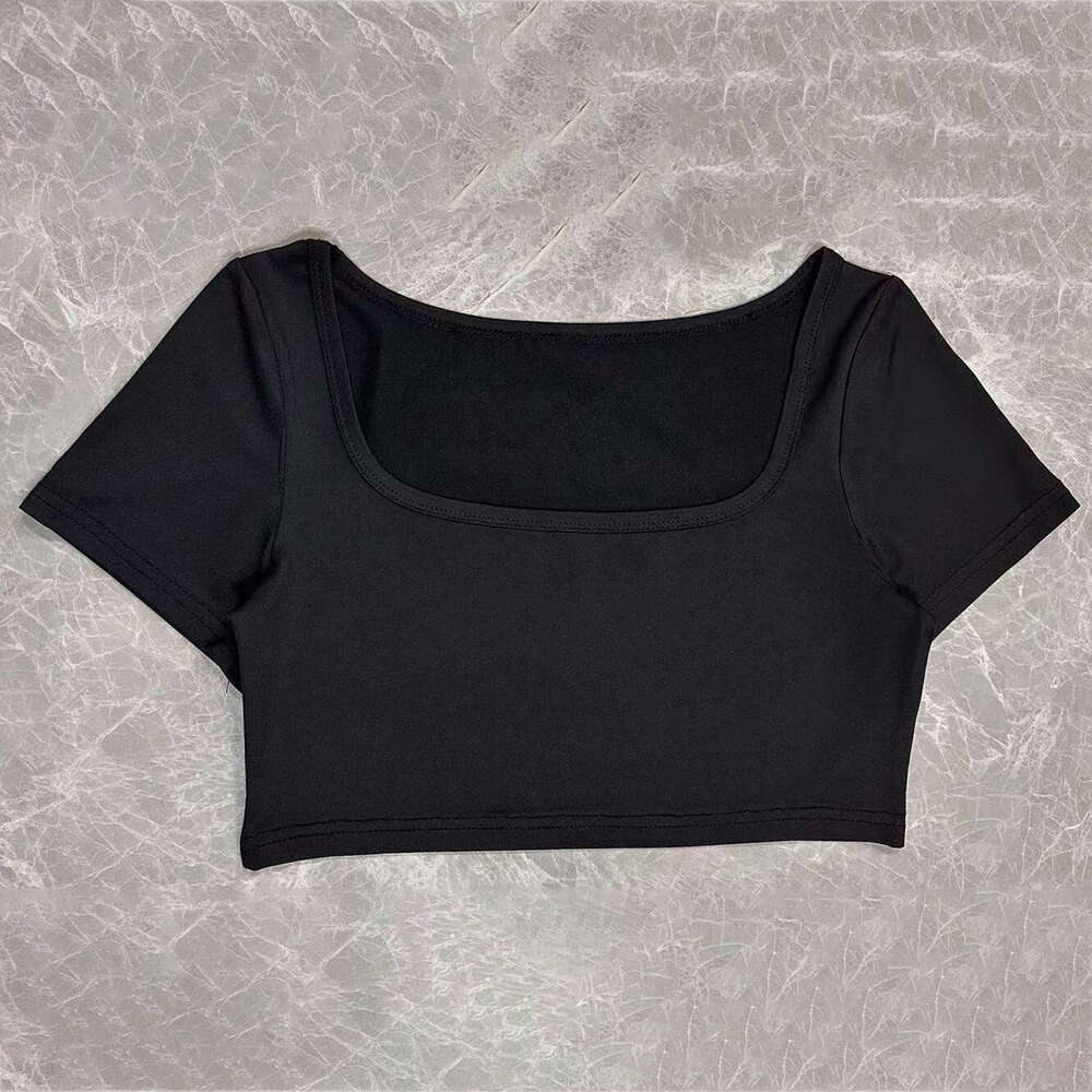 2024 New Cross-Border European and American Women's Fashion Sports Casual Cropped Knitted High Elastic Long Sleeve T-Shirt Top