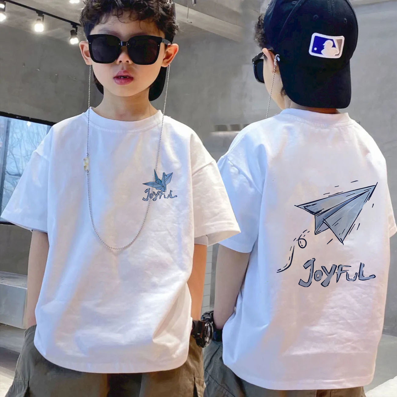 GS- Ddmyshoesvip Pure Cotton Boys Short Sleeved Children S Clothing White T Shirt New Trend For Middle Aged And Young Boys In Summer Fashionable Tops