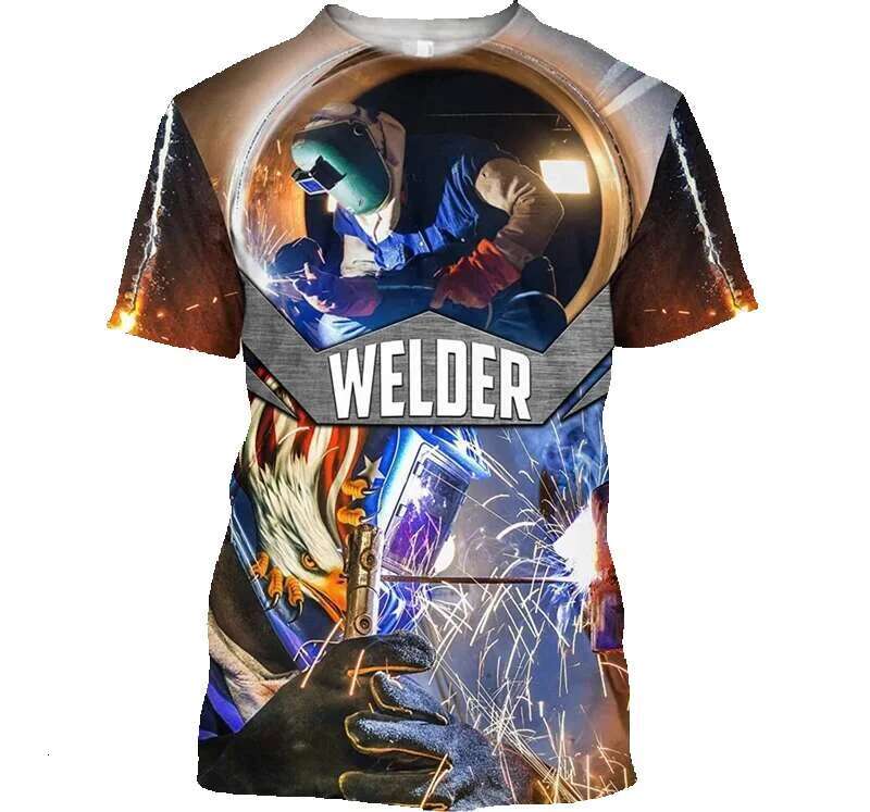 Haraku men's short sleeved round neck T-shirt, oversized casual top, unisex streetwear, welder 3D printing, summer fashion, Y2K