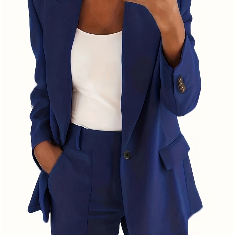 S5XL Womens Blazer Casual Longsleeved Top Solid Color Suit Collar Button Simple Temperament Commuter Plus Size 251106