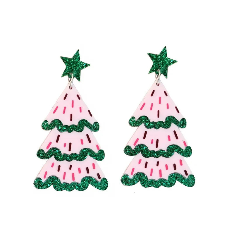 Sparkly Christmas Tree Earrings with Glitter Cute Acrylic Dangle Earring Drops for Womens Christmas Party Festival Accessories 251031