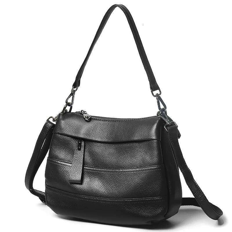 Genuine Leather Commuter Handbag Multiple Compartments - Versatile Shoulder Crossbody Bag For Women With Dual Straps