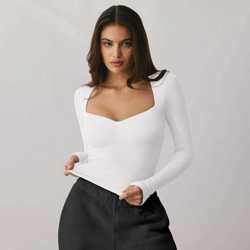 Hot Selling Elegant Goddess Style Long Sleeve Base Shirt Fashion Slim Fit T-Shirt Square Neck Sexy Women's Top