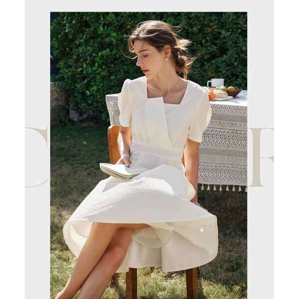 Olrain Women's Summer Short Sleeved Polyester 2025 Vintag Irregular Neck A-Line Elegant Folds Evening Dresses O24xl62615