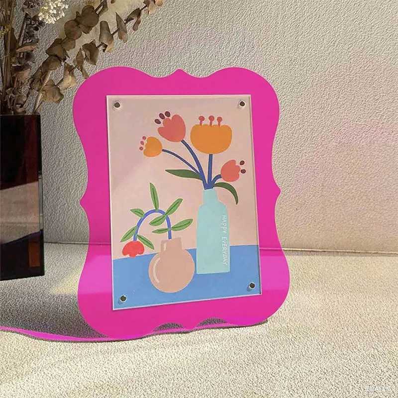 Colorful Acrylic Picture Wavy Desktop Display 7-inch Postcard Home Table Decor Transparent Photo Frame L251110 H260306