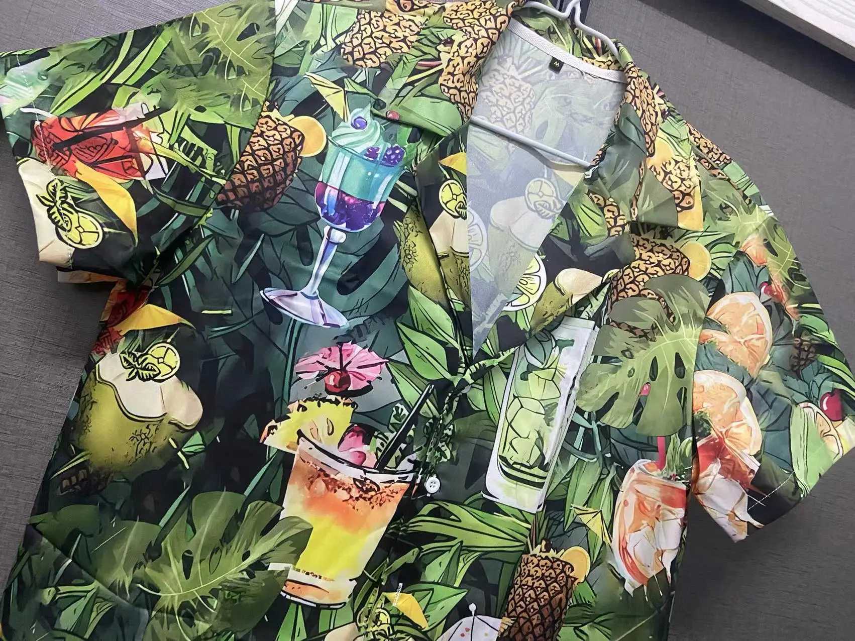 New mens 3D printed parrot short sleeved Cuban V-neck oversized Hawaii summer holiday beach top mens clothing X250410