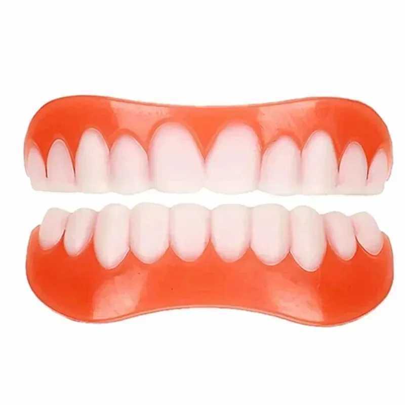 New Arrival Silicone dentures with upper and lower veneers temporary tooth veneers stickers artificial oral protection tools new Z250410