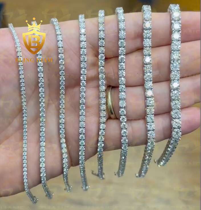 Trendy Jewelry Pass Diamond Tester VVS S925 Sterling Silver 2mm 3mm 4mm Tennis Chain Moissanite Women and Men Tennis Necklaces