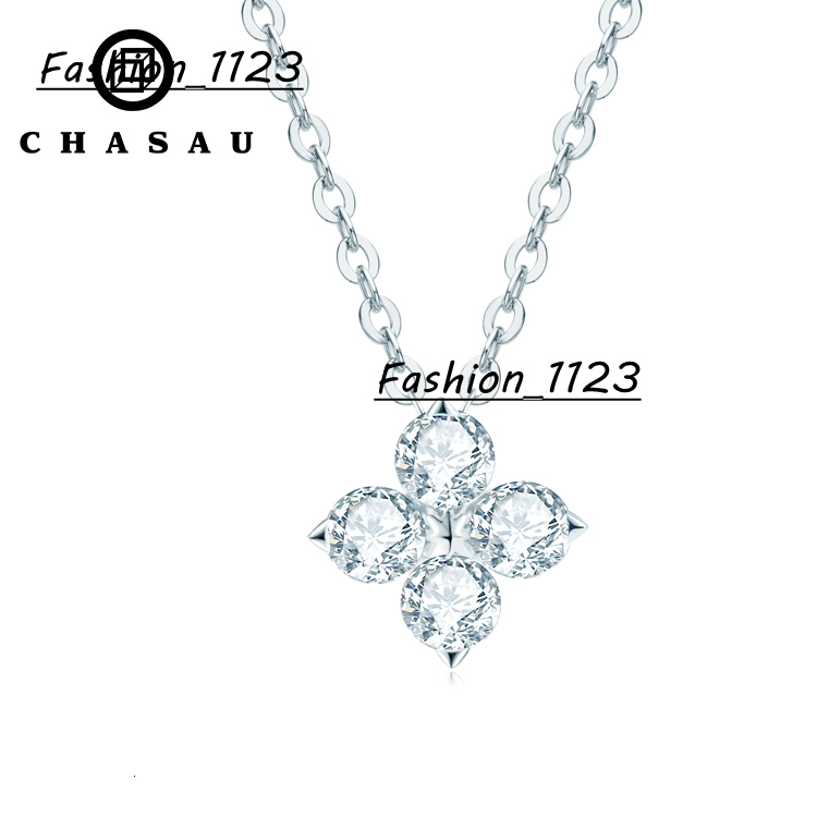 Real 04ct Clover Moissanite Party S925 Sterling Silver Diamond Chain Necklaces Fine Jewelry Pendant Necklace for Women