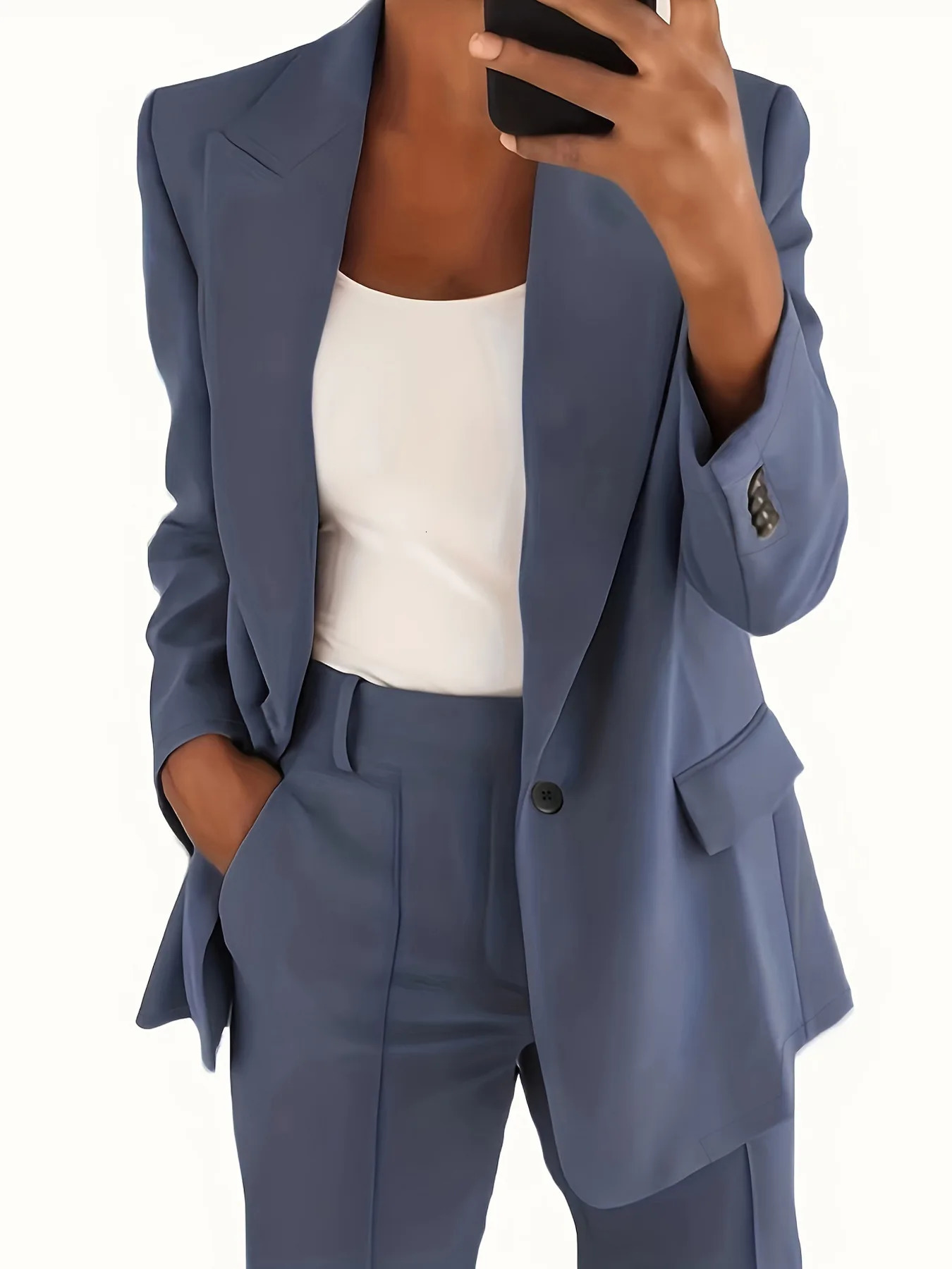 S5XL Womens Blazer Casual Longsleeved Top Solid Color Suit Collar Button Simple Temperament Commuter Plus Size 251106