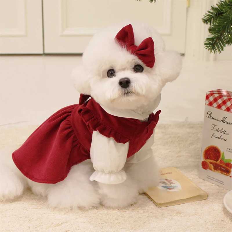 Winter Dog Dress Girls Dog Clothes Christmas Pet Dog Warm Coat Cat Skirt Chihuahua Bichon Puppy Dress and Shirt Set Dog Costume J251110