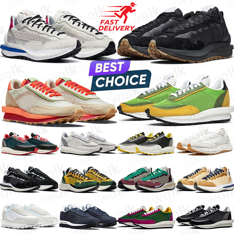 Running Shoes Sacais Waffles Sail nylon White Gum Black Bright Citron Fragment Grey Blue Game Royal Leather Suede Sneakers