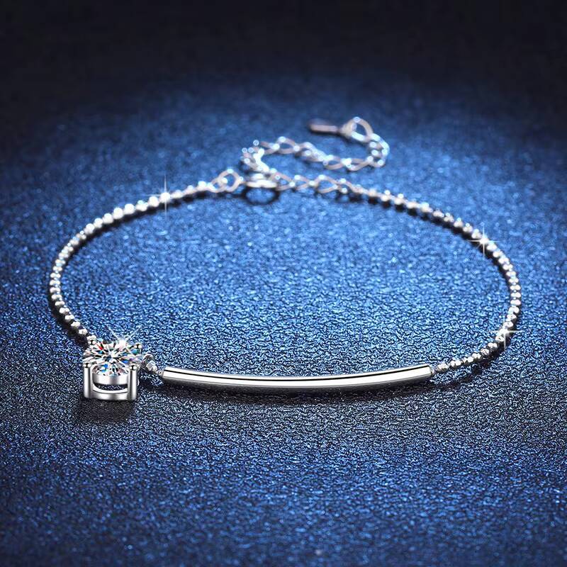 S925 Pure Silver Half Moon Design Bracelet Anklet Morganite Stones Luxury Korean Fashionable Bracelets Bangles