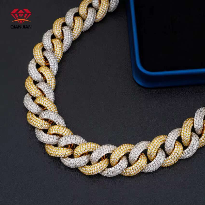 Qian Jian Men's Hip Hop Jewelry Iced Necklace Silica Cuban Chain Buckle