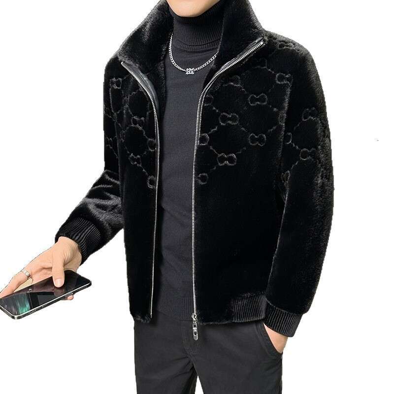 Men's Turn-Down Collar Thickened Faux Mink Fur Jacket 2025 Autumn Winter New Fashion Casual Versatile Coat For Youth