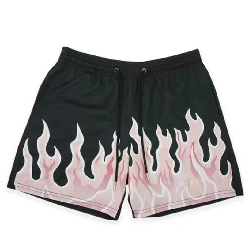 2023 mesh breathable mens shorts gym basketball running quick drying shorts bagged flame print fashionable summer shorts X250410