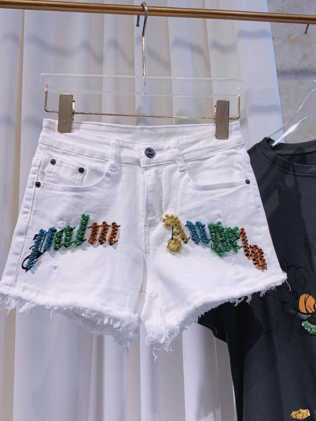 Trend Summer Shorts for Women Elastic and Comfortable High Waist Color Diamond Weight Loss White Denim Shorts 250410