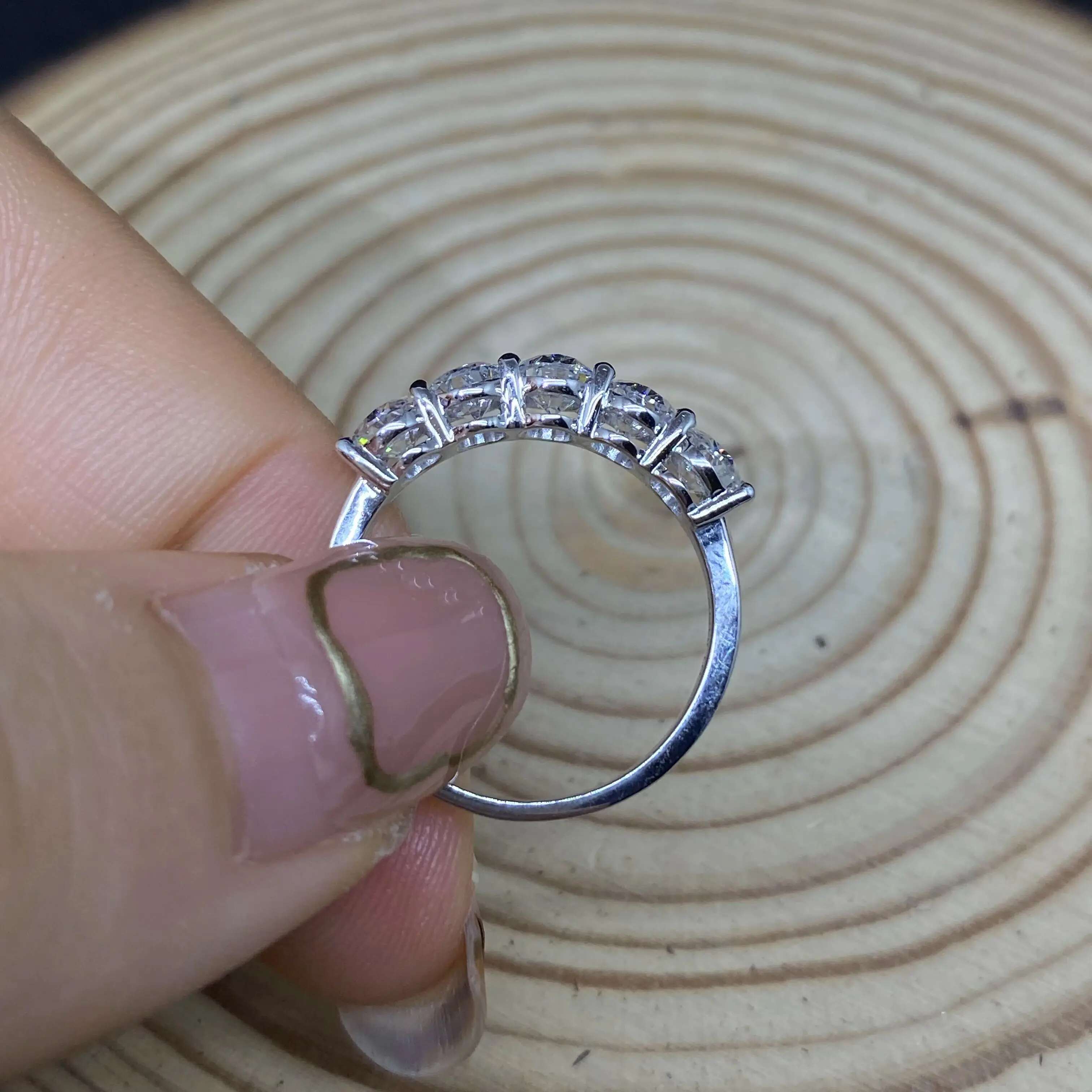 5pcs 14k White Gold 2ctw 100% Real Gold Lab Grown Diamond Oval Brilliant Cut Ring HPHT For Lady Fine Jewery