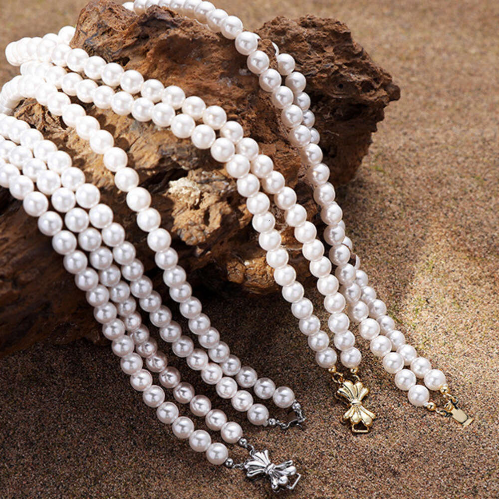 French Style Layered Bowknot Pearl for Women, High-end Luxury Cross-border Collarbone Chain, Elegant Versatile Necklace Wholesale