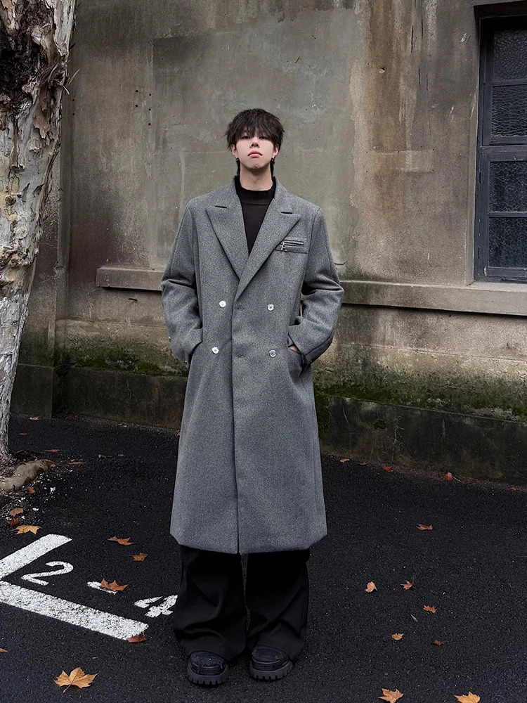 American Retro Mens Woolen Coat oulder Length MidLength Winter Cotton Lined HighEnd Tweed Sle Windbreaker Jaet 251103