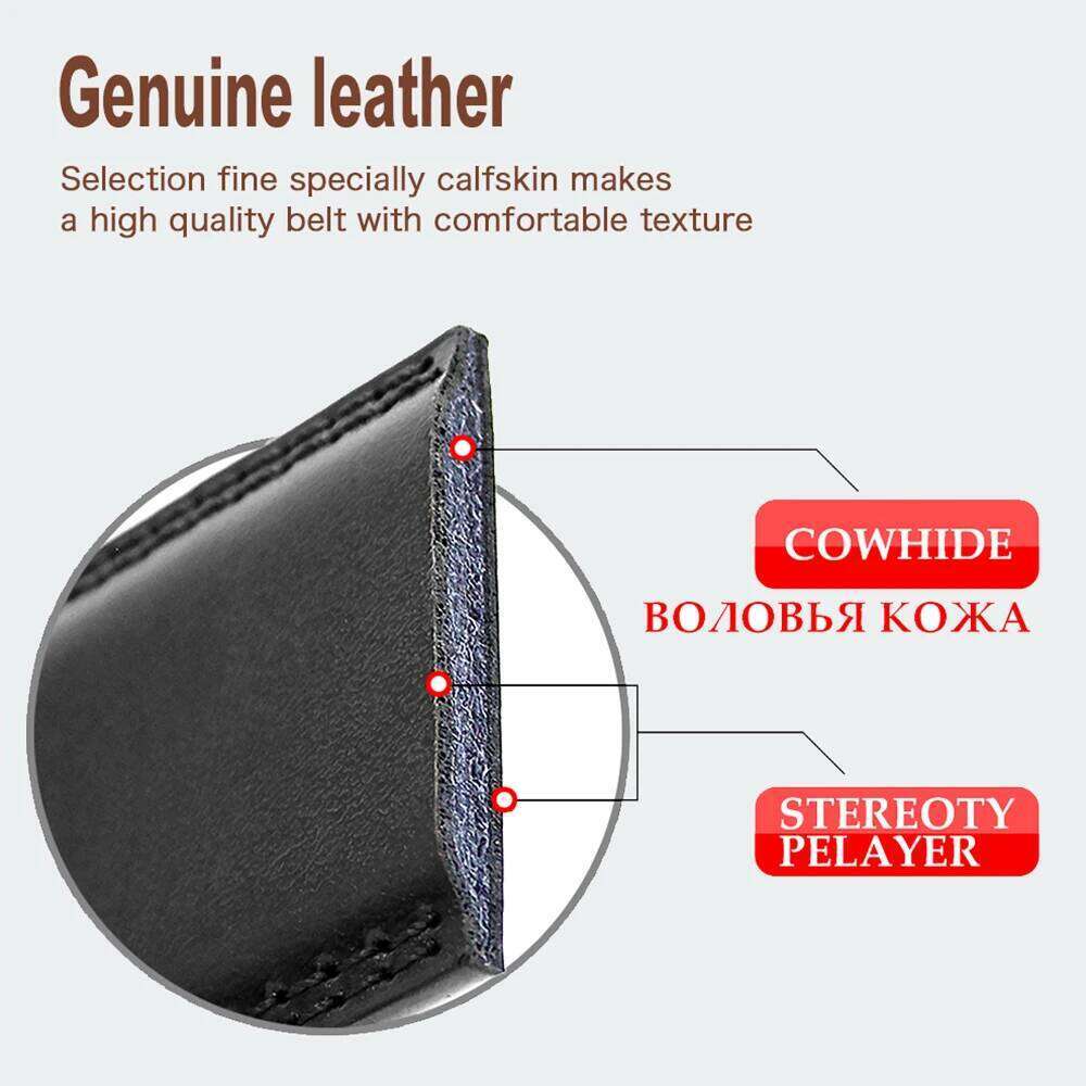 Mens Automatic Genuine Leather Belt Male Leisure Fashion Ratchet Belts for Men Pants Waistband