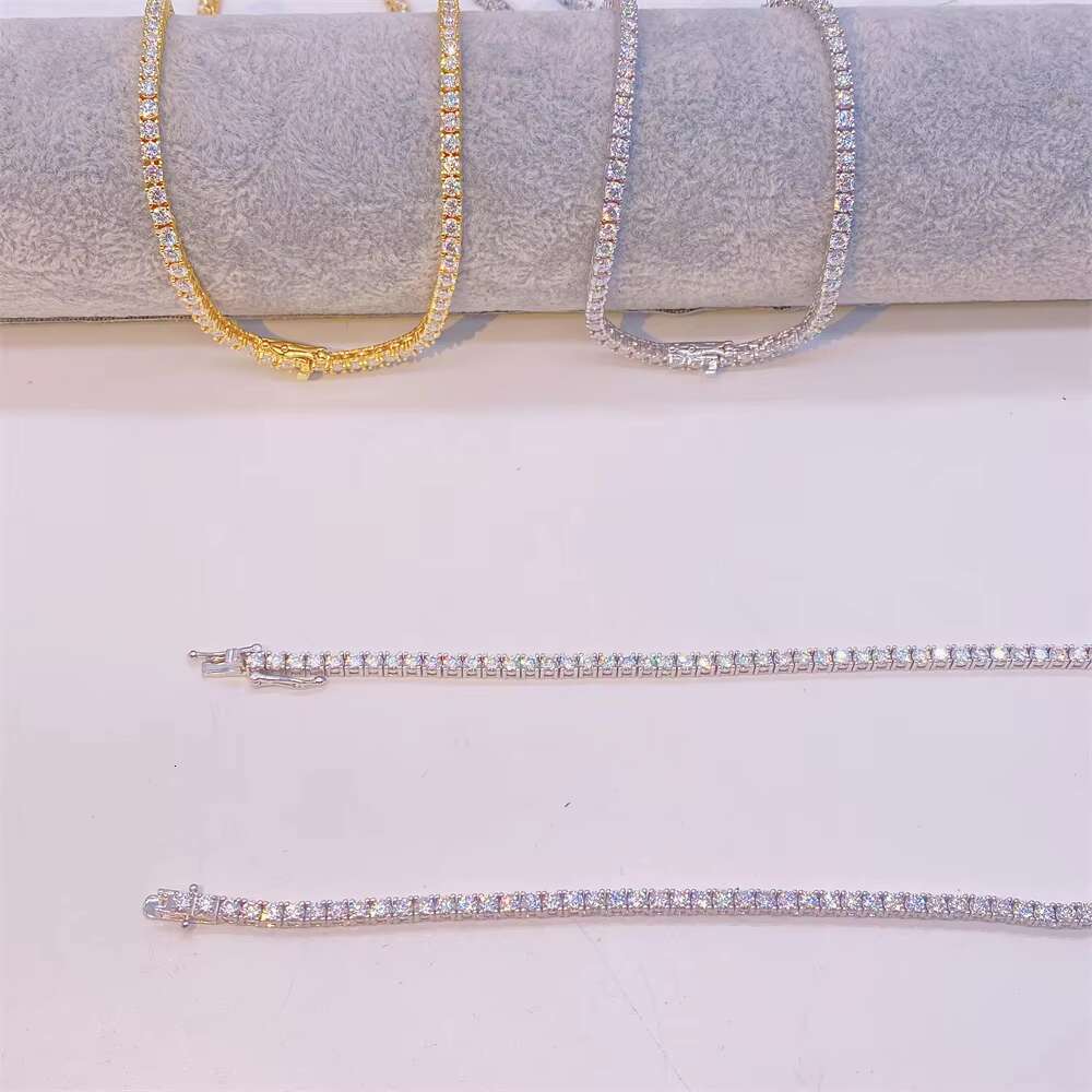 Hip Hop Tennis Necklace Jewelry Ready to Ship 34MM Width Chain Iced Out Moissanite Diamond Tennis Chain