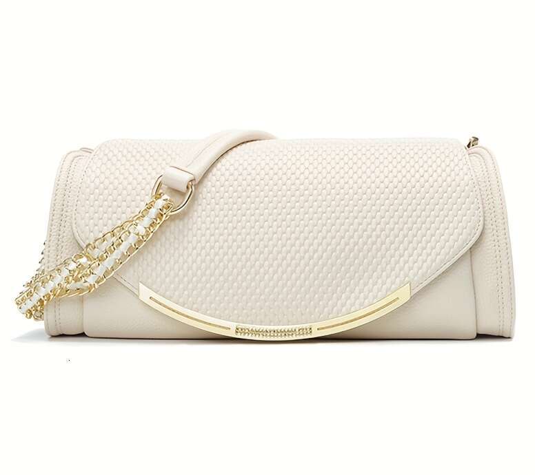 Women Genuine Leather Crossbody Bag With Hardware Elegant Chain Strap Zipper Closure, Golden-Tone Hardware, Structured Round Top & Smooth Edges Luxury