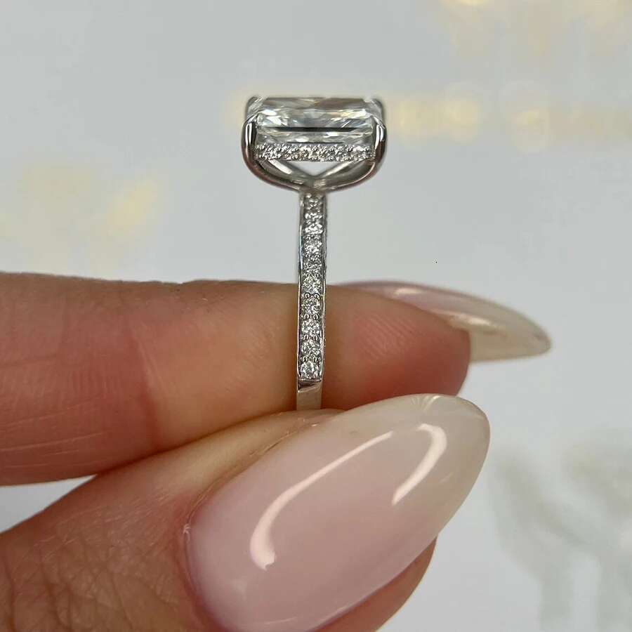 14K White Gold Radiant Cut Lab Grown Diamond Engagement Ring 2 Carat CVD diamond ring Lab Diamond Engagement Ring Halo Rings IGI