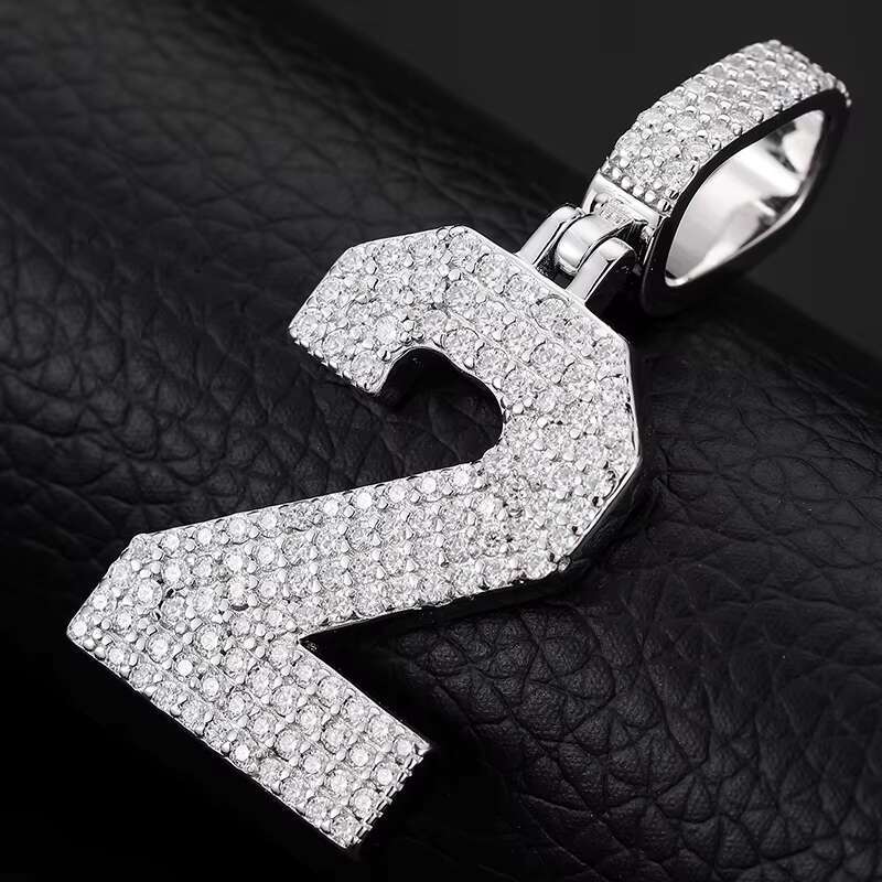 Hip Hop Fine Jewelry 925 Sterling Silver VVS Moissanite Diamond Iced Out Arabic Numbers Pendant Charm Necklace for Men Women